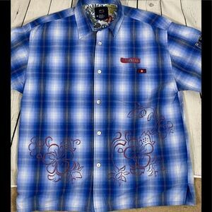 Bugle Boy Hawaiian Plaid Short Sleeve Shirt L
